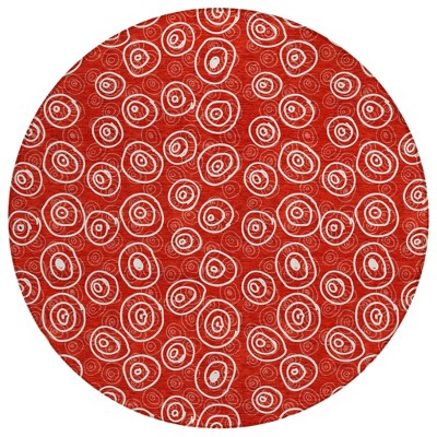 Red And Ivory Geometric Washable Indoor Outdoor Area Rug