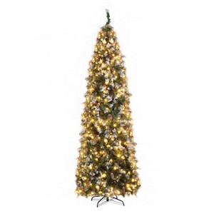 Karl Home 9ft Pencil Shape PVC  Christmas Tree with Pine ConesBerries - 1 of 4
