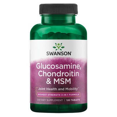 Swanson Highest Strength 3-in-1 Formula Glucosamine, Chondroitin and Msm Tablets, 1800 mg, 120 Count.