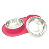Messy Mutts Watermelon Silicone Large Double Feeder with Stainless Steel Bowls - 2 of 3