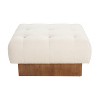 Dexmalle Square Upholstered Tufted Linen Fabric Ottoman, Solid Wood Legs, Beige - 2 of 4
