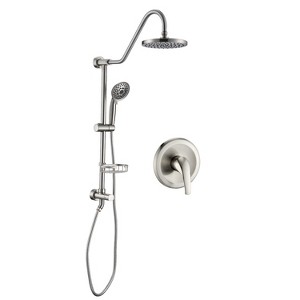 PROOX 5-Spray Round Wall Bar Shower Kit with Hand Shower with Adjustable Soap Basket - 1 of 4