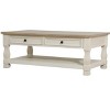 DOMETOUR Modern Light Brown Coffee Table with White Oak Drawer – Living Room Storage Center Table - 3 of 4