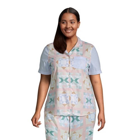 Lands' End Women's Short Sleeve Cotton Poplin Pajama Shirt : Target