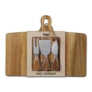 tagltd Long Acacia Board & Cheese Utensil Set Of 4 - 1 of 3