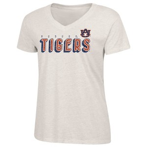 NCAA Auburn Tigers Women's Oatmeal V-Neck T-Shirt - 1 of 3