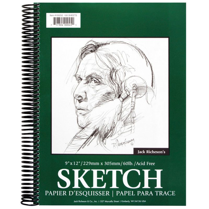 Jack Richeson Sulphite Sketch Pad, 9 x 12 Inches, 60 lb, 100 Sheets, 1 of 2