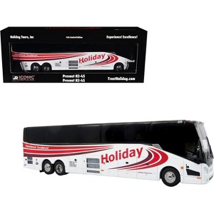Prevost H3-45 Coach Bus "Holiday Tours" White with Red Graphics Limited Edition 1/64 Diecast Model by Iconic Replicas - 1 of 4