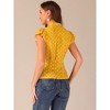 INSPIRE CHIC Women's Polka Dots Tie V Neck Flutter Cap Sleeve Blouse - 4 of 4