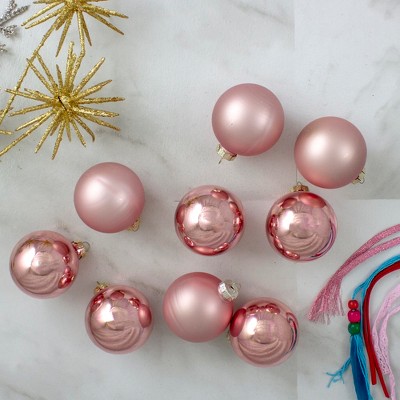 Northlight 2-Finish Glass Ball Christmas Ornaments - 2.5" (60mm) - Pink - 9ct