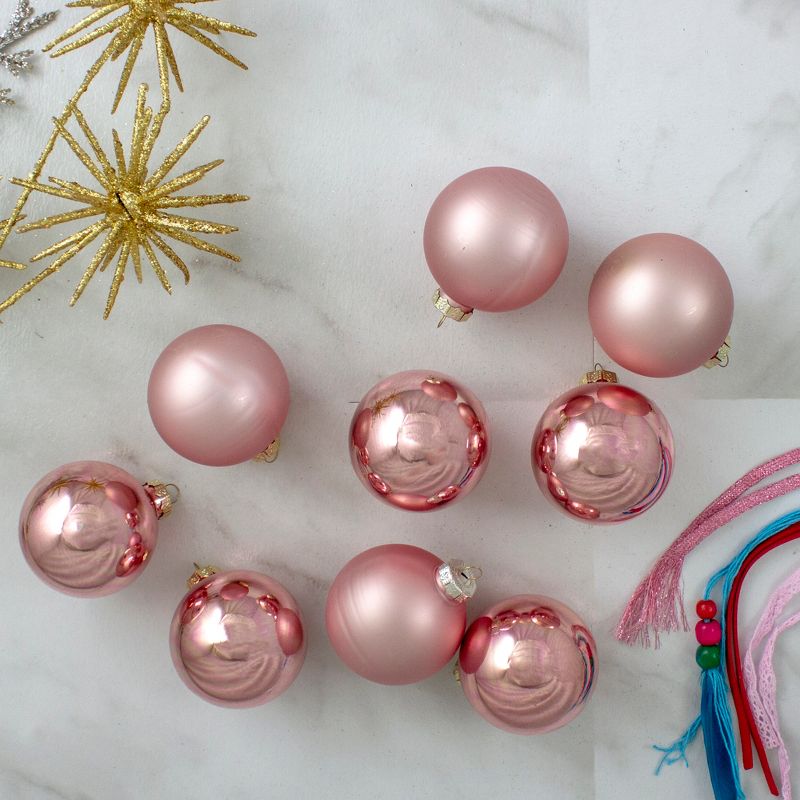 Northlight 9ct Shiny and Matte Pink and Gold Glass Ball Christmas Ornaments 2.5" (65mm), 2 of 5