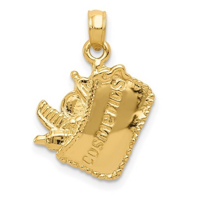 Black Bow Jewelry 14k Yellow Gold 3D Satin Cosmetic Bag Pendant