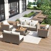 8-Piece Outdoor Seating Set, Conversation Set with Storage Table and Swivel Rocking Chairs, Wicker Chair with Foam Cushions-Coolbibila - 2 of 4