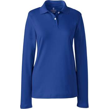Lands' End School Uniform Women's Long Sleeve Feminine Fit Interlock Polo Shirt