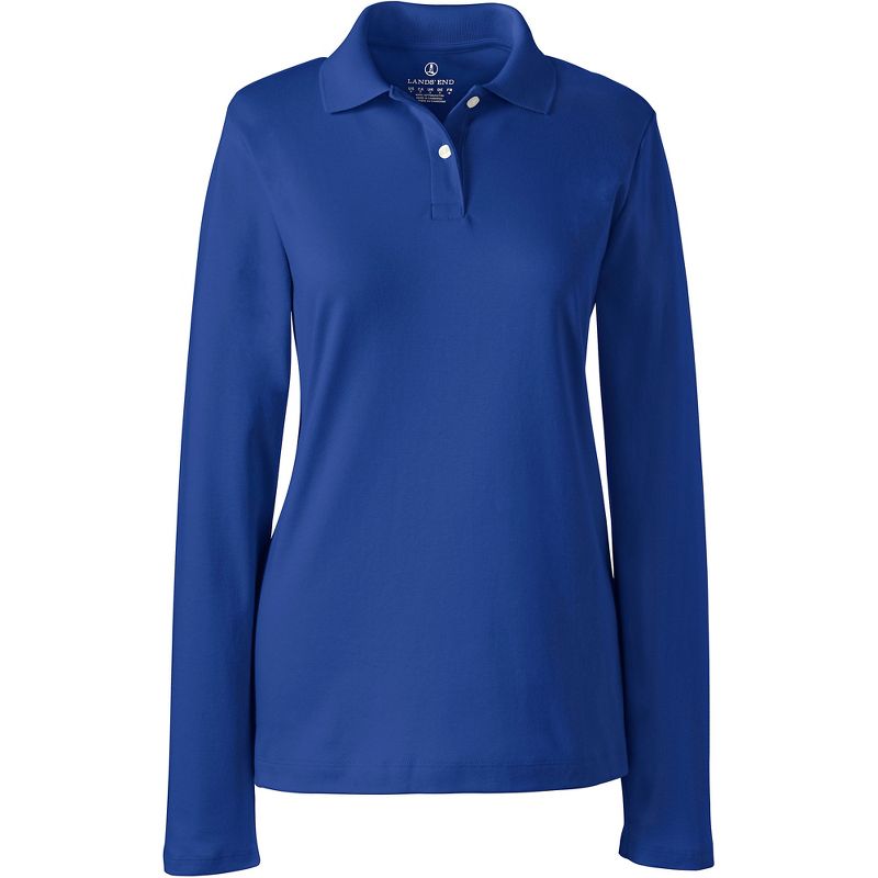 Lands' End School Uniform Women's Long Sleeve Feminine Fit Interlock Polo Shirt, 1 of 3