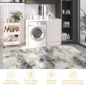 Washable Printed Floor Carpet, Contemporary Area Rugwith Non Slip Backing Low Pile Soft Marble  Foldable Rug for Living Room,Office,Bedroom - 1 of 4