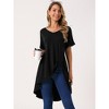 INSPIRE CHIC Women's Short Sleeve High Low Waist Knot Asymmetrical V Neck Dressy Casual Blouse - 3 of 4