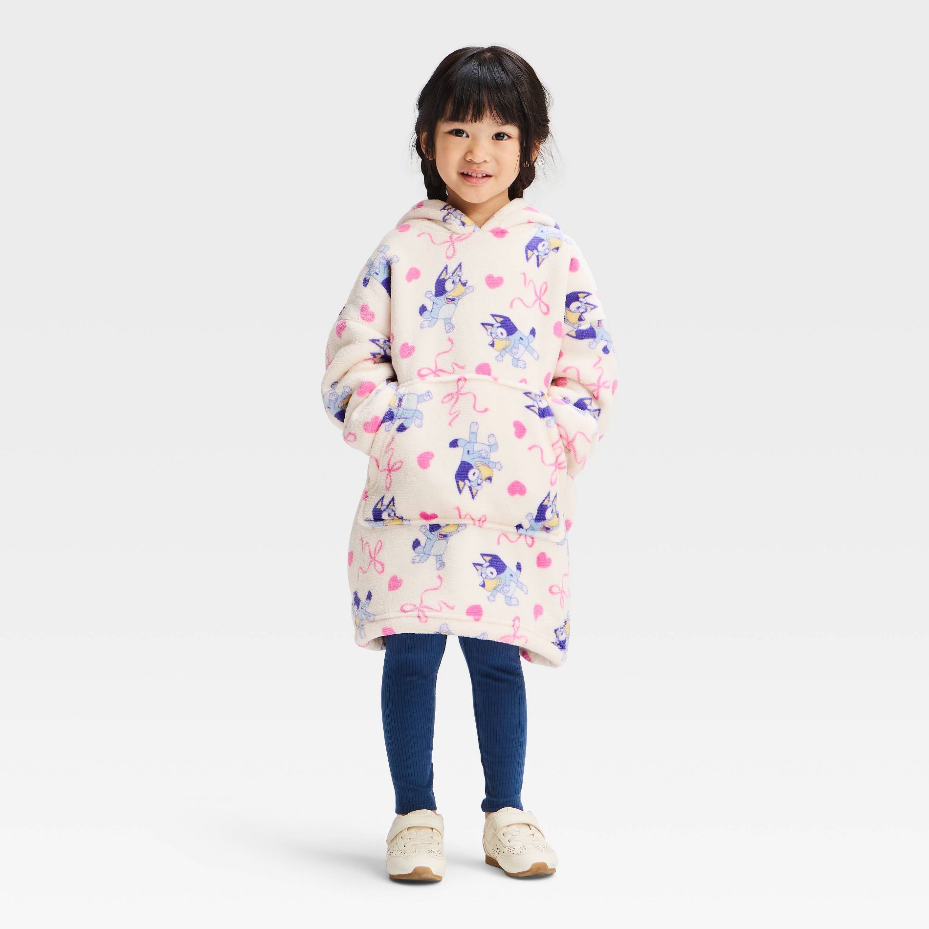 Toddler Girls' Bluey Super Cozy Plush Oversized Hoodie - Ivory