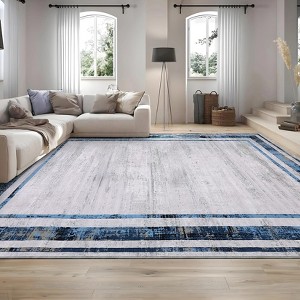 Washable Rug for Living Room,Non-Slip Area Rugs for Bedroom,Low-Pile Distressed Carpet,Indoor Foldable Print Floor Mats for Dining Room Kitchen - 1 of 4