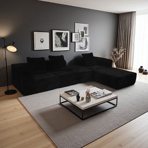 Velvet Modular Sectional Sofa with Oversized Chaise, 4-Seat + 1 Ottoman - 1 of 4