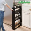 Slim Rolling Storage Cart 4 - Tier Kitchen Cart with Wheels Laundry Room Storage Black Narrow Corner Organizer Trolley Shelves - 2 of 4