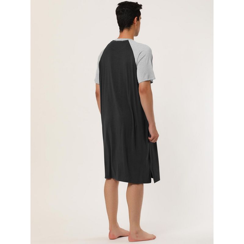 Lars Amadeus Men's Comfy Lounge Soft Loose Short Sleeves Sleep Nightgown, 5 of 7