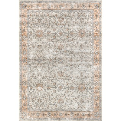 Eco-Friendly Faded Floral 8' x 10' Synthetic Washable Rug