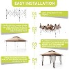 10x10ft Automatic Eaves Folding Gazebo, 210D Oxford Fabric/PU Coating, Sun & Water Resistant, Central Lock Design, 1-Person 10-Minute Assembly - 4 of 4