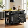 Kitchen Island with 6 Drawers, Pull-Out Trash Can Storage, Rolling Kitchen Cart on 5 Wheels with Spice & Towel Racks - 3 of 4