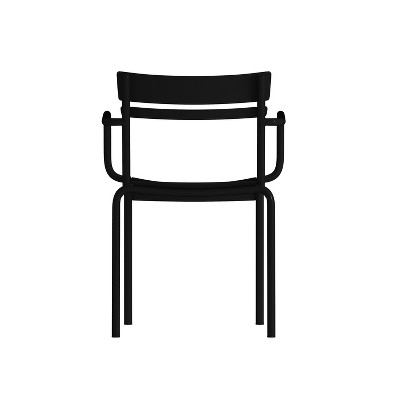 Modern Black Steel Stackable Indoor-Outdoor Dining Chair with Arms