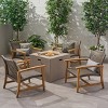 Christopher Knight Home Augusta Outdoor Acacia Wood and Wicker 5 Piece Club Chair and Fire Pit Set - 2 of 4