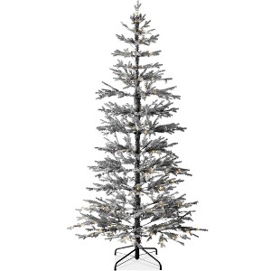 Best Choice Products Pre-Lit Flocked Sparse Christmas Tree Artificial Pine Tree, w/White & Multicolored LED Lights - Black - 1 of 4