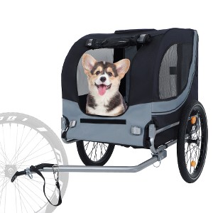 Akoasm Large Foldable All-Terrain Dog Bike Trailer For Cycling, Jogging, Camping, and Outdoor Adventures-Black - 1 of 4