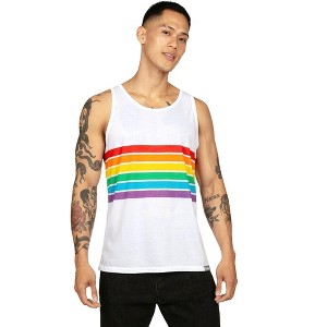 Tipsy Elves Men's White Rainbow All the Way Tank Top: Size Medium - 1 of 4