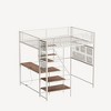 PAGED Full Size Metal Loft and Bunk Bed with Black for Bedroom and Dormitory, with Built-In Charging Station and LED Lighting, Black - 4 of 4