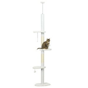 Mewoofun Floor to Ceiling Cat Tree with Scratching Posts, Cat Climbing Tower with Cloud Shape Platforms, Anti-toppling Device, White, 19"*12.5"*100.5" - 1 of 4