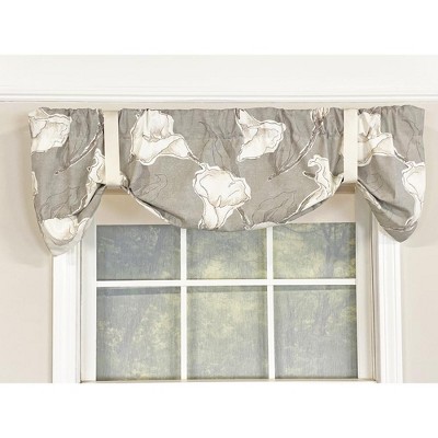 RLF Home Calla Suspender 3" Rod Pocket Ribbon Ties Window Valance, 50" x 16"