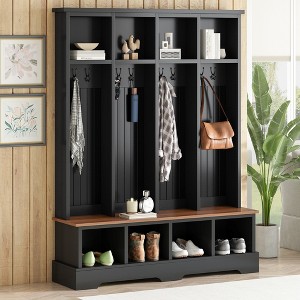 KTMBDW 3-in-1 Hall Tree with Shoe Storage Bench, Multi-Purpose Home Organizer, Entryway Solution with Seating and Hooks - 1 of 4