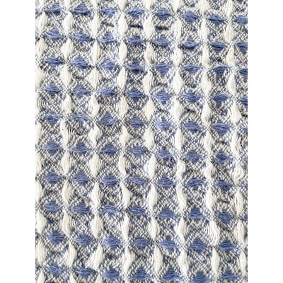 Blue and White Turkish Cotton Waffle Bath Towel