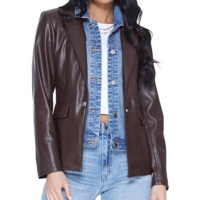 Women's Helen Blazer Unreal Leather With Removable Denim Insert - BLUE REVIVAL