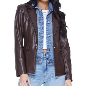 Women's Helen Blazer Unreal Leather With Removable Denim Insert - BLUE REVIVAL - 1 of 4