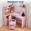 Desk and Chair Set for Children, L Shape Kids Study Table - Features Bulletin Board Open Shelves & Storage Cabinets and Cloth Drawers - 2 of 4