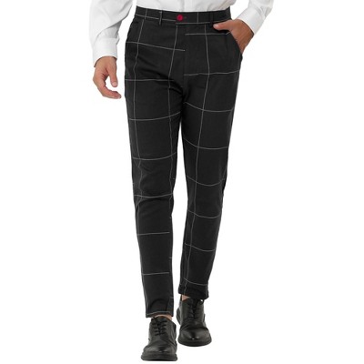 Lars Amadeus Men's Slim Fit Business Flat Front Plaid Dress Pants Checked Trousers