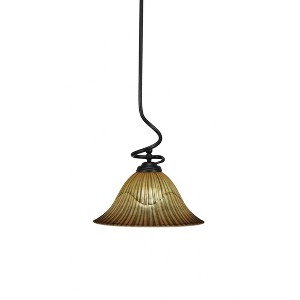 Toltec Lighting Capri 1 - Light Pendant in  Matte Black with 14" Tiger Shade - 1 of 1