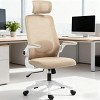 TopComfy Accent Chairs Ergonomic Desk Chair Comfortable Chair Mesh Office Chair Rotatable Headrest Lumbar Support for Office, Beige, 24.4"*24.4"*50" - 2 of 4