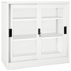 vidaXL White Steel Filing Cabinet with Sliding Doors & Adjustable Shelves - Secure Office Storage Cabinet with Lock System, 35.4"x15.7"x35.4" - 2 of 4