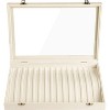 Lockable Necklace Organizer with 15 Hooks, Beige Velvet Tray and Clear Lid for Pendants and Chains, Jewelry Storage Box - 2 of 4