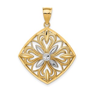 Black Bow Jewelry 14k Yellow Gold & White Rhodium Fancy Square Pendant - 1 of 4