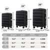 UBSSO 3-Piece Hardside Spinner Luggage Set with TSA Lock, 20" Carry-On, 24" & 28" Checked Suitcases (Black) - 2 of 4