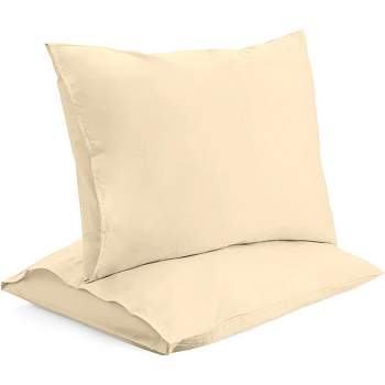Superity Linen Standard Pillow Cases  - 2 Pack - 100% Premium Cotton - Open Enclosure - Cream